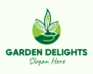 Hand Leaf Plant logo design