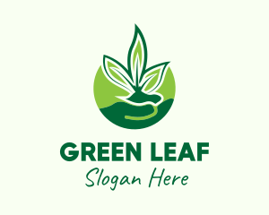 Hand Leaf Plant logo design