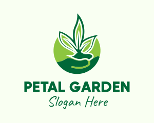 Hand Leaf Plant logo design