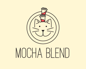 Minimal Cat Cafe logo design