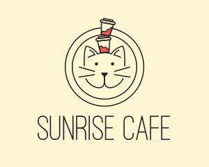 Minimal Cat Cafe logo design