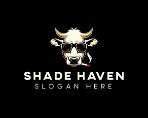 Sunglasses Cow Cigarette logo design