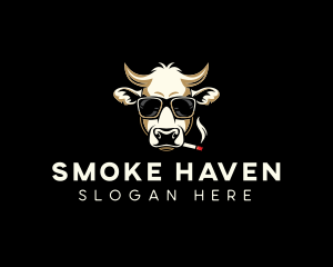 Sunglasses Cow Cigarette logo design