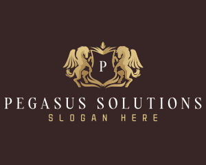 Luxury Pegasus Crest Shield logo design