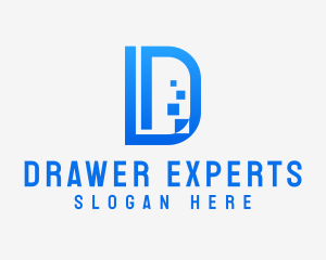 Pixelated Software Letter D  logo design