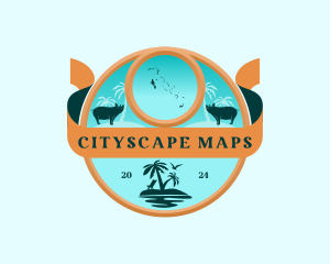 Bahamas Map Beach logo design