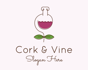 Wine Flower Flask logo design