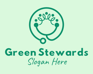 Green Organic Stethoscope  logo design