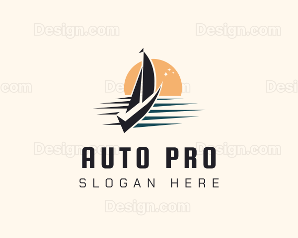 Yacht Sail Sunset Logo