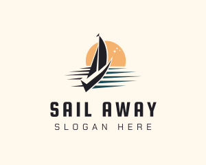 Yacht Sail Sunset logo design