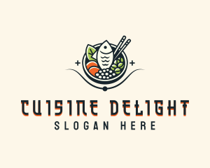 Fish Seafood Bowl logo design