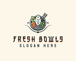 Fish Seafood Bowl logo design