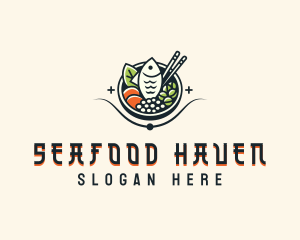 Fish Seafood Bowl logo design