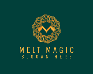 Intricate Gold Letter M logo design