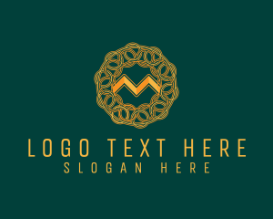 Lettering - Intricate Gold Letter M logo design