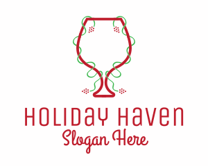 Holiday Wine Glass logo design