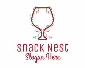 Holiday Wine Glass logo design