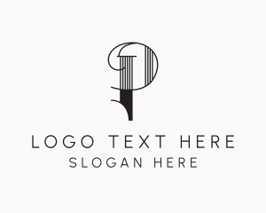 Elegant Decorative Pillar Letter P logo