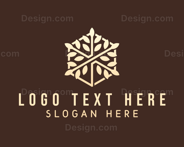 Natural Leaves Hexagon Logo