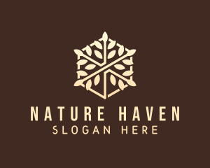 Natural Leaves Hexagon  logo design