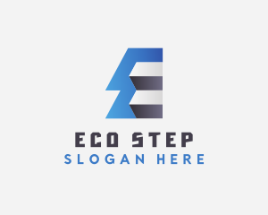 Abstract 3D Letter E Stairs logo design