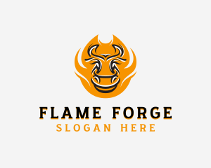 Beef Steakhouse Flame Barbecue  logo design