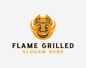 Beef Steakhouse Flame Barbecue  logo design