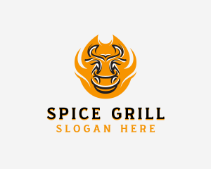 Beef Steakhouse Flame Barbecue  logo design