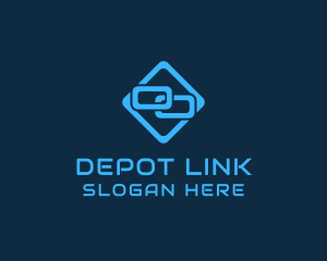 Blue Interlinked Chain Tech logo design