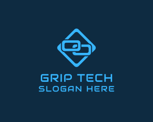 Blue Interlinked Chain Tech logo design