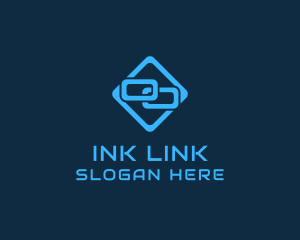 Blue Interlinked Chain Tech logo design