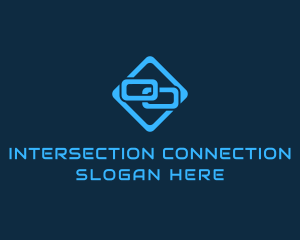 Blue Interlinked Chain Tech logo design