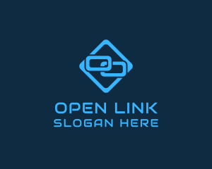 Blue Interlinked Chain Tech logo design