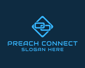 Blue Interlinked Chain Tech logo design