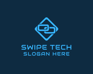 Blue Interlinked Chain Tech logo design