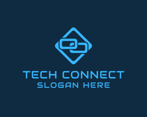 Blue Interlinked Chain Tech logo design