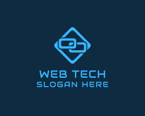 Blue Interlinked Chain Tech logo design