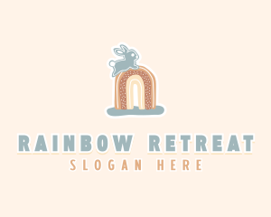 Boho Rainbow Bunny logo design