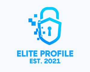 Pixelated Security Shield logo design