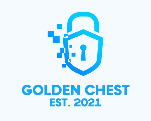 Pixelated Security Shield logo design