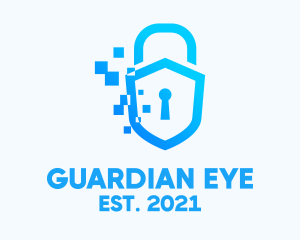 Pixelated Security Shield logo design