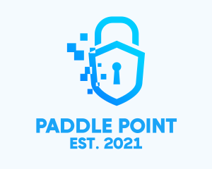 Pixelated Security Shield logo design