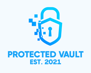 Pixelated Security Shield logo design