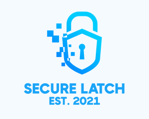 Pixelated Security Shield logo design