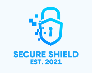 Pixelated Security Shield logo
