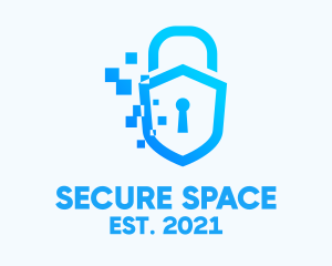 Pixelated Security Shield logo design