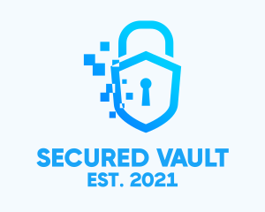 Pixelated Security Shield logo design