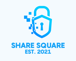 Pixelated Security Shield logo design