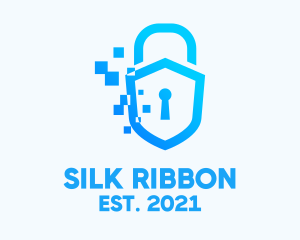 Pixelated Security Shield logo design