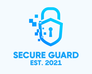 Pixelated Security Shield logo
